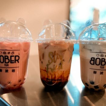 Bober Tea - Pink Drink (left), Signature milk tea (middle), Milk tea Garden (right) - Bubble Tea Near Me - Sacramento, California