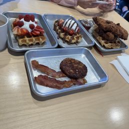 Everything was good, but the fried chicken and waffles was the favorite in the group Everything was good, but the fried chicken and waffles was the favorite in the group