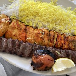 Point 11 Persian Kabob Grill - Chicken Barg and Beef Koobideh Combo Platter