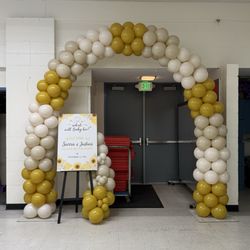Harbor City Recreation Center - Balloon Arch , easel rental and gender reveal welcome sign designed by our team. @goldenfoxcrafts on instagram