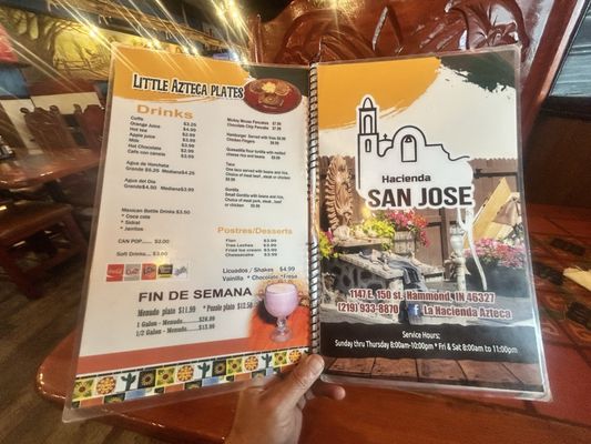 Menu photo 2 Hacienda San Jose Hammond, IN