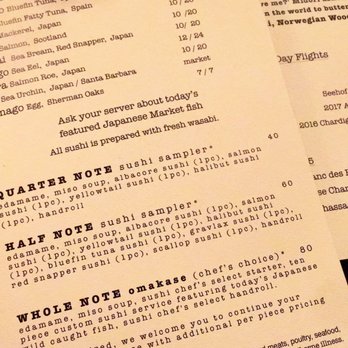 Sushi Note - Menu - Sushi Bars Near Me - Los Angeles, California
