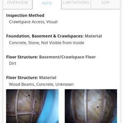 Complete Check Inspections - Different tabs for the Overview, Info and Limitations