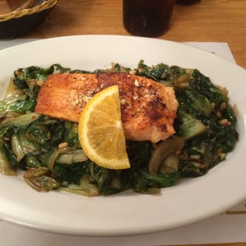 Vasilio Restaurant & Pizzaria - Blackened Salmon over Greens - Pizza Near Me - Cortland, Ohio