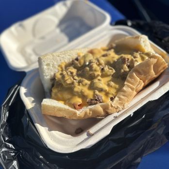 Reno’s Cheesesteaks - #4 With added bacon. All veggies and side shows are on the bottom where they belong! - Food Trucks Near Me - Reno, Nevada Reno’s Cheesesteaks - #4 With added bacon. All veggies and side shows are on the bottom where they belong! - Food Trucks Near Me - Reno, Nevada
