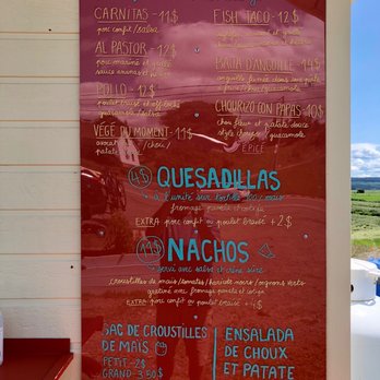 El'Drée Tacos - a menu on a wall - Mexican Near Me - Saint-Denis-de-la-Bouteillerie, Quebec El'Drée Tacos - a menu on a wall - Mexican Near Me - Saint-Denis-de-la-Bouteillerie, Quebec