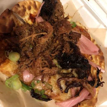 The Brass Tap - The Kogi Flatbread, with overcooked/burned pulled pork. - Beer Bar Near Me - Vacaville, California The Brass Tap - The Kogi Flatbread, with overcooked/burned pulled pork. - Beer Bar Near Me - Vacaville, California