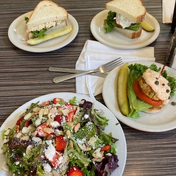 High's Cafe & Store - Summer salad and half sandwiches (chicken salad, crab cake, and pimento cheese) - Sandwiches Near Me - Comfort, Texas High's Cafe & Store - Summer salad and half sandwiches (chicken salad, crab cake, and pimento cheese) - Sandwiches Near Me - Comfort, Texas
