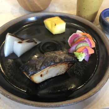 Okonomi - Sword fish with daikon, Japanese pickles, and a unique custard-like tamago - Japanese Near Me - Brooklyn, New York Okonomi - Sword fish with daikon, Japanese pickles, and a unique custard-like tamago - Japanese Near Me - Brooklyn, New York