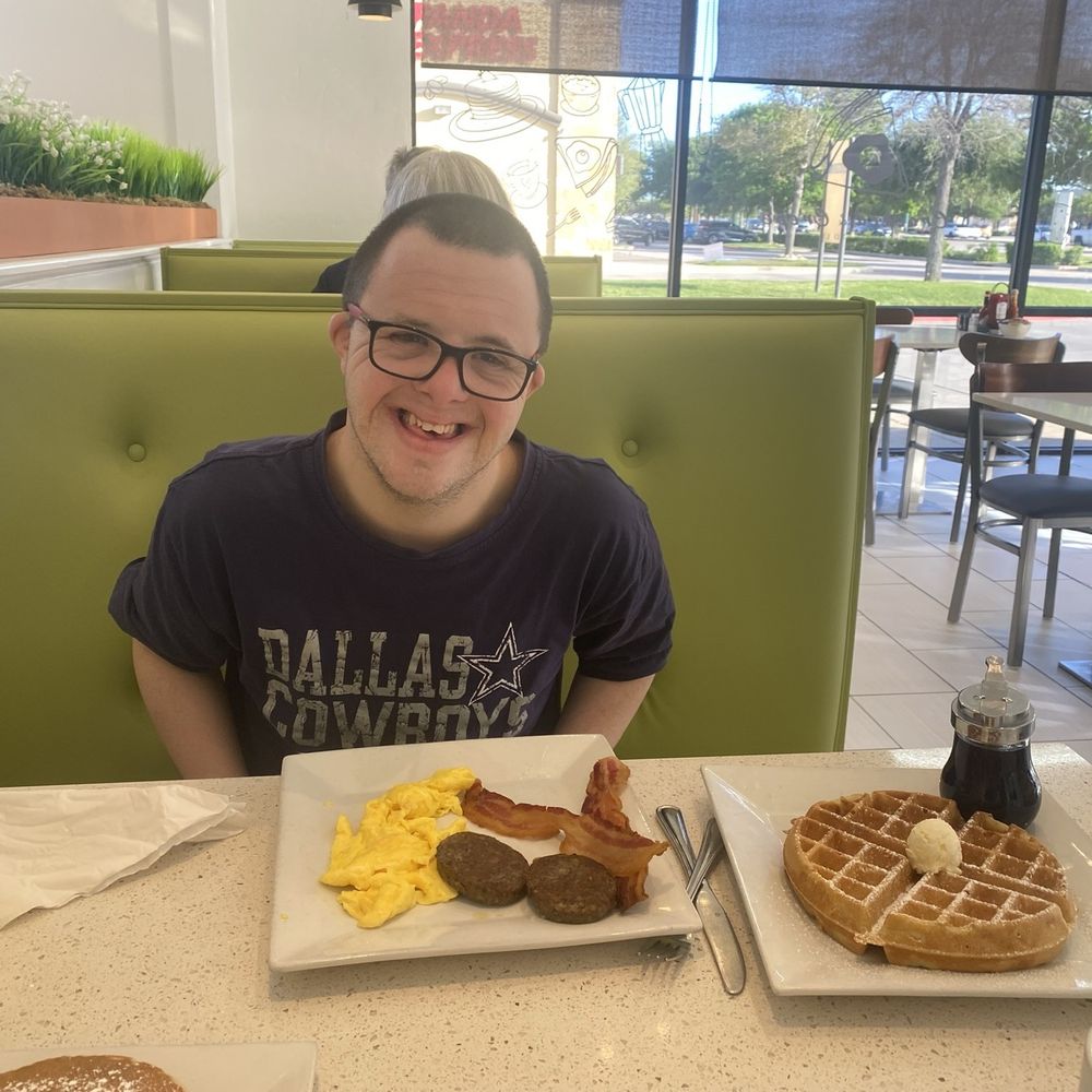 The Mayor of Flower Mound!! Pride and Joy Nick loves his waffles, sausage, bacon, scrambled eggs and OJ!! The Mayor of Flower Mound!! Pride and Joy Nick loves his waffles, sausage, bacon, scrambled eggs and OJ!!