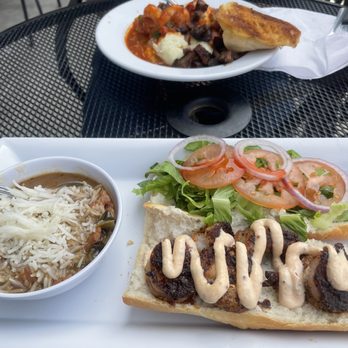 Acadian Grille Scratch Kitchen - Shrimp Po Boy and Shrimp and grits with crispy tasso - Cajun/Creole Near Me - Omaha, Nebraska
