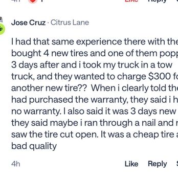 Big O Tires - I shared my negative experience on next door and got replies other who had bad experiences too. - Tires Near Me - Lake Forest, California Big O Tires - I shared my negative experience on next door and got replies other who had bad experiences too. - Tires Near Me - Lake Forest, California