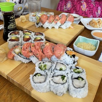 Ginger Sushi - Tuna, salmon & avocado roll, sunny roll + white tuna scallion roll :) - Sushi Bars Near Me - Fanwood, New Jersey Ginger Sushi - Tuna, salmon & avocado roll, sunny roll + white tuna scallion roll :) - Sushi Bars Near Me - Fanwood, New Jersey