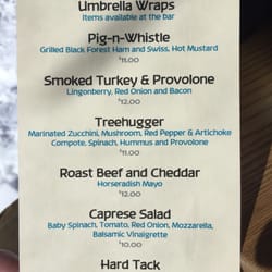 Ten Peaks Umbrella Bar - Menu