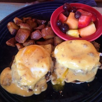 The Range Café - Eggs Benedict - New Mexico style...Queso, green chili and local love. - Mexican Near Me - Bernalillo, New Mexico