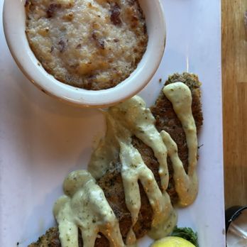 Spanky's Stone Hearth - Pistachio basil walleye with garlic,sauerkraut and bacon mashed potatoes - New American Near Me - Frazee, Minnesota Spanky's Stone Hearth - Pistachio basil walleye with garlic,sauerkraut and bacon mashed potatoes - New American Near Me - Frazee, Minnesota