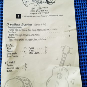 La Bamba - the menu for the restaurant - Food Trucks Near Me - Eugene, Oregon La Bamba - the menu for the restaurant - Food Trucks Near Me - Eugene, Oregon