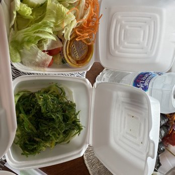 Basil Leaf - Seaweed salad and side salad with orange vinaigrette - Sushi Bars Near Me - St. Pete Beach, Florida