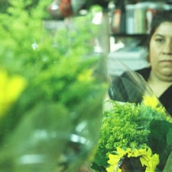 Beautiful arrangements of flowers. 35mm film.