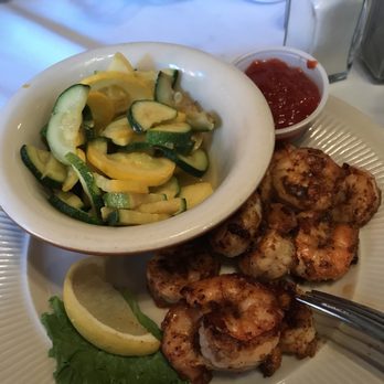 Wharf Hill Brewing - Blackened shrimp with squash/zucchini medley - Bars Near Me - Smithfield, Virginia Wharf Hill Brewing - Blackened shrimp with squash/zucchini medley - Bars Near Me - Smithfield, Virginia