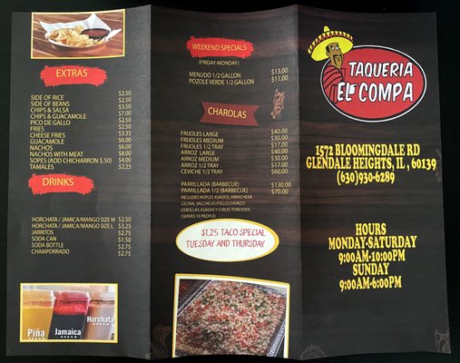 Menu photo 1 Taqueria El Compa Glendale Heights, IL