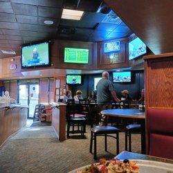 Mulligan's Pub - 2 levels. Eat in the upper level, var, pool and games in the lower level.