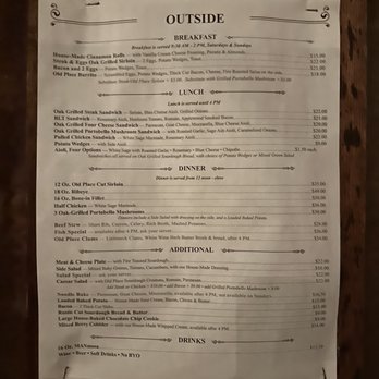 Old Place - "Outside" menu, when you order outside - American Near Me - Cornell, California Old Place - "Outside" menu, when you order outside - American Near Me - Cornell, California