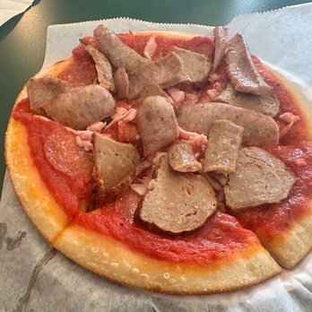 Sam's Italian Foods - a pizza with sausage and tomato sauce - Sandwiches Near Me - Augusta, Maine Sam's Italian Foods - a pizza with sausage and tomato sauce - Sandwiches Near Me - Augusta, Maine