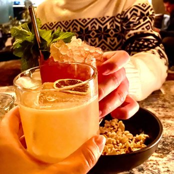 Death & Co - The Solaris and Sense Memory cocktails with the popcorn as a snack - Cocktail Bars Near Me - Denver, Colorado Death & Co - The Solaris and Sense Memory cocktails with the popcorn as a snack - Cocktail Bars Near Me - Denver, Colorado