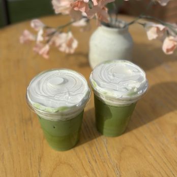 Cowboy Coffee - matcha latte with lavender foam top - Coffee & Tea Near Me - Sunnyvale, California Cowboy Coffee - matcha latte with lavender foam top - Coffee & Tea Near Me - Sunnyvale, California