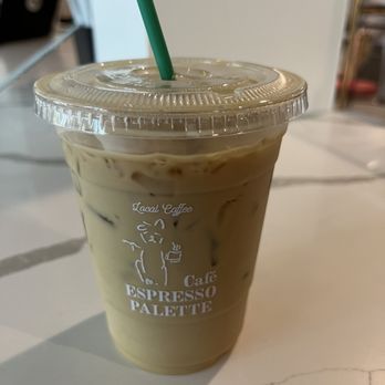 Espresso Palette - Iced pistachio latte with oat milk - Coffee & Tea Near Me - Chicago Ridge, Illinois