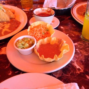 Chapala Grill - Guacamole,Spanish rice&refried beans in a taco shell bowl - Mexican Near Me - New Windsor, New York Chapala Grill - Guacamole,Spanish rice&refried beans in a taco shell bowl - Mexican Near Me - New Windsor, New York