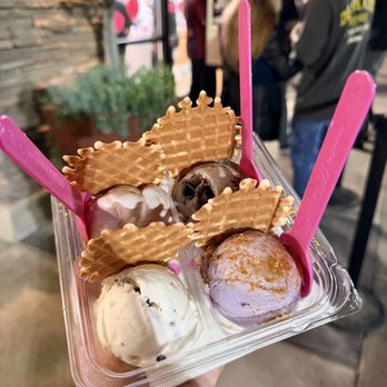 Sorry Not Sorry Creamery - Mint Chocolate Chunk Pint, Honey Lavender Pint, Honey Lavender Pint, Double Stuffed Cookies & Cream Pint - Ice Cream & Frozen Yogurt Near Me - Cerritos, California