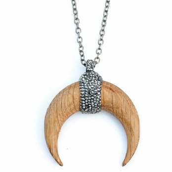 Ellie Bing The Backroom - Pyrite + Crescent Wood Pendant Necklace - Jewelry Near Me - Jacksonville Beach, Florida Ellie Bing The Backroom - Pyrite + Crescent Wood Pendant Necklace - Jewelry Near Me - Jacksonville Beach, Florida