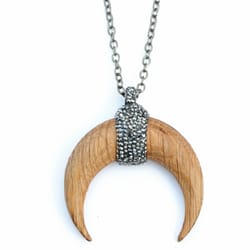 Ellie Bing The Backroom - Pyrite + Crescent Wood Pendant Necklace