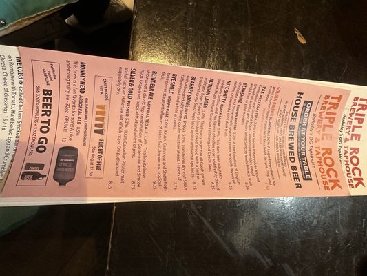 Menu photo 2 Triple Rock Brewery & Ale House Berkeley, CA Menu photo 2 Triple Rock Brewery & Ale House Berkeley, CA