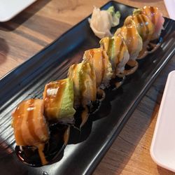 Sushi House - Rainbow roll with spicy mayo and eel sauce added
