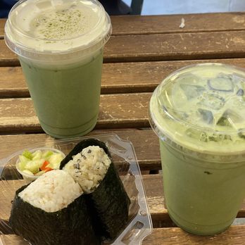 Lagu Cafe - melon matcha, regular matcha, salmon onigiri - Cafes Near Me - Irvine, California
