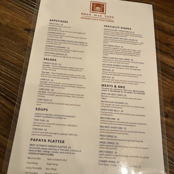 Bhan Mae Vane - Menu as of 2/3 - Thai Near Me - Alameda, California Bhan Mae Vane - Menu as of 2/3 - Thai Near Me - Alameda, California