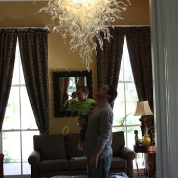 King William Manor - Living room in main house with Craig's modern chandelier - Bed & Breakfast Near Me - San Antonio, Texas