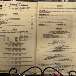 Carota's Pizza - Menu as of August 2023