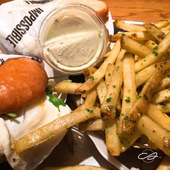 Gotts Roadside - california burger with impossible burger patty (no bacon, no balsamic onions), garlic fries, and oreo milkshake - Burgers Near Me - Napa, California Gotts Roadside - california burger with impossible burger patty (no bacon, no balsamic onions), garlic fries, and oreo milkshake - Burgers Near Me - Napa, California