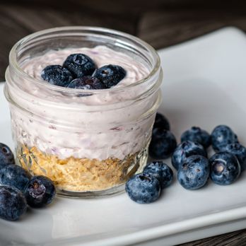 Chico's Cheesecakes - Blueberry Cheesecake Jar - Desserts Near Me Chico's Cheesecakes - Blueberry Cheesecake Jar - Desserts Near Me