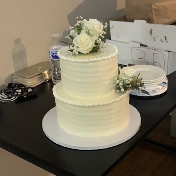 Pretty Tasty Cupcakes - Custom two-tier wedding cake (flowers bought separately) - Desserts Near Me - Conshohocken, Pennsylvania
