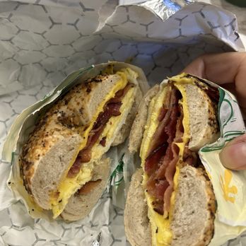 Broad Nosh Bagels - Bacon, Egg and Cheese on a gluten-free everything bagel. - Bagels Near Me - New York, New York