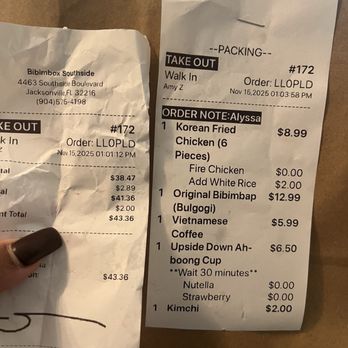 Bibimbox Korean Kitchen & Wings - Reciept - Korean Near Me - Jacksonville, Florida Bibimbox Korean Kitchen & Wings - Reciept - Korean Near Me - Jacksonville, Florida