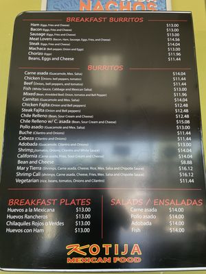 Menu photo 1 Kotija Mexican Food La Mesa, CA