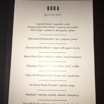 Boka - The tasting menu - for a celebratory dinner in April - New American Near Me - Chicago, Illinois Boka - The tasting menu - for a celebratory dinner in April - New American Near Me - Chicago, Illinois