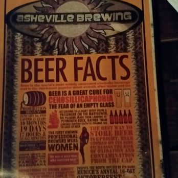 Asheville Brewing - Front of menu. - Pizza Near Me - Asheville, North Carolina