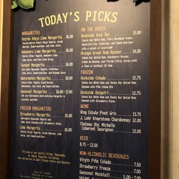 Dockside Margaritas - Menu - Cocktail Bars Near Me - Lake Buena Vista, Florida Dockside Margaritas - Menu - Cocktail Bars Near Me - Lake Buena Vista, Florida